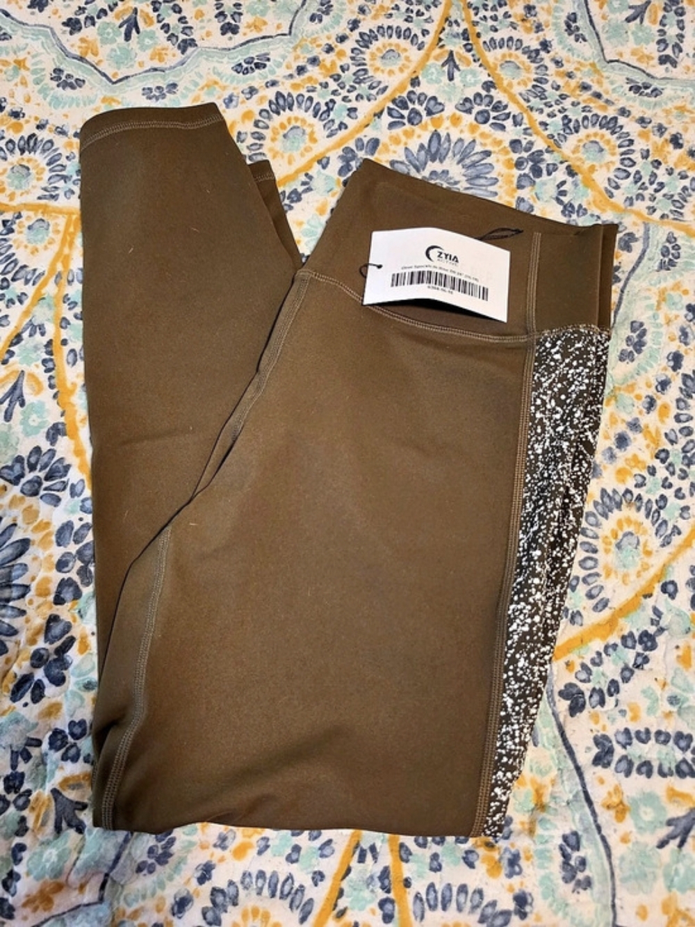Zyia Active Olive Speckle Hi Rise 7/8 24" Athletic Leggings Brown Waist 16-18